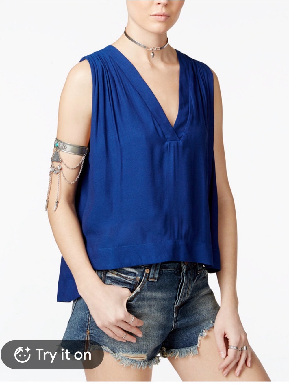 Free People Darcy V Neck Hi Lo Sleeveless Top